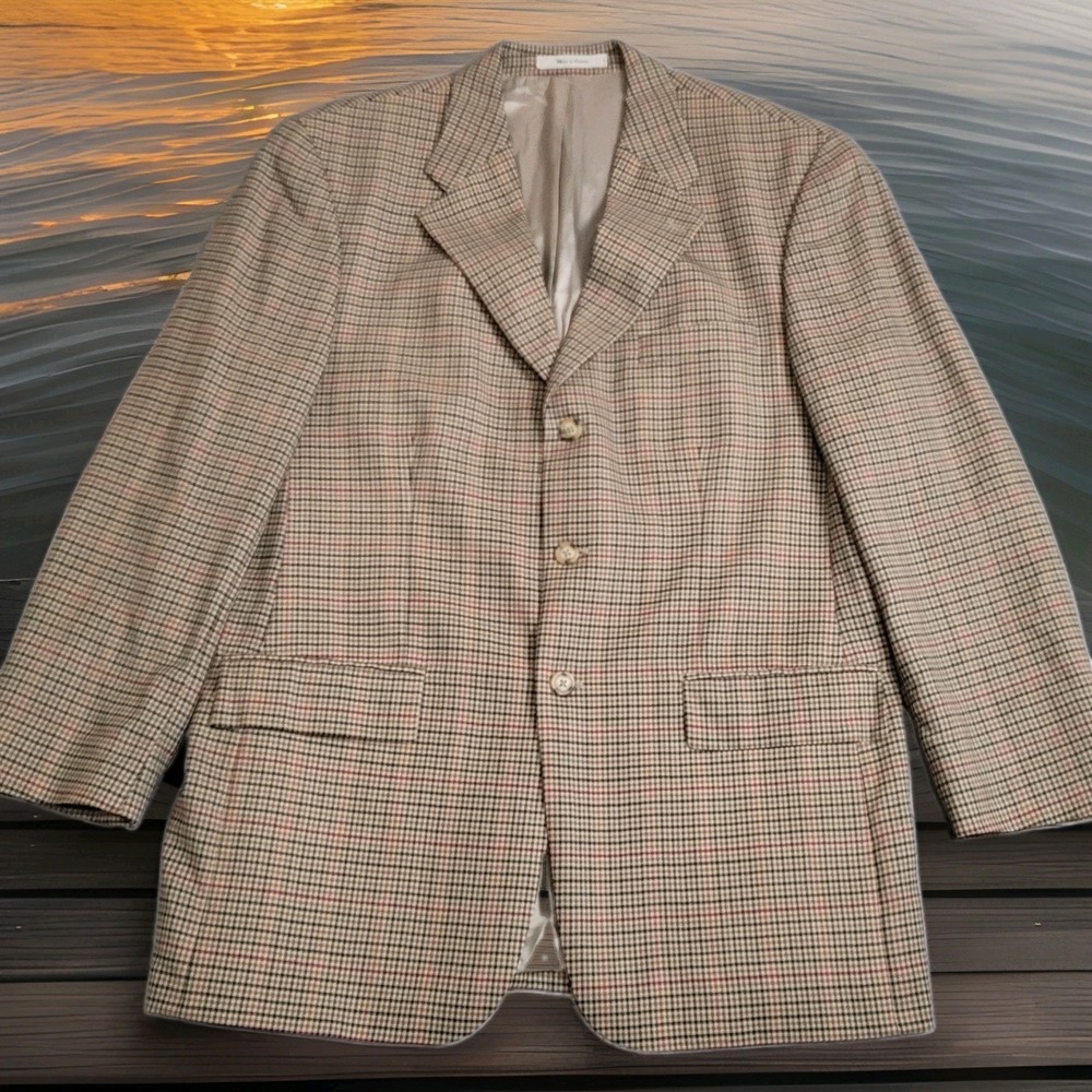 Vintage Ralph Ralph Lauren Sport Coat Mens 44 Tall Houndstooth Plaid Wool Canada
